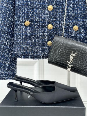 Saint Laurent 5.5cm In Satin Mule Black 2024