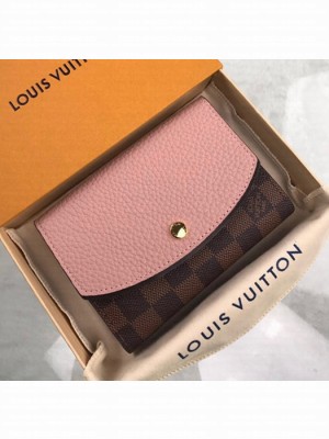 Louis Vuitton Normandy Compact Wallet N60043 Pink/Damier Ebène canvas