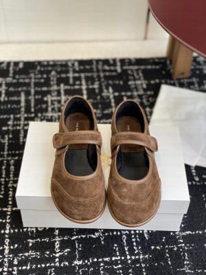 The Row Velcro Mary Jane Suede Brown