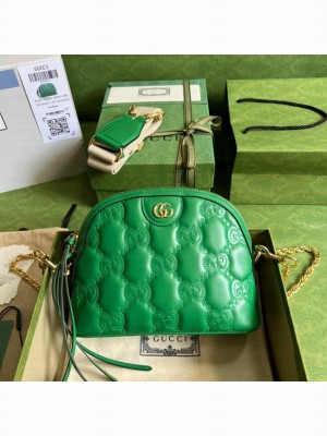 Gucci GG Matelasse leather shoulder bag 702229 Bright green