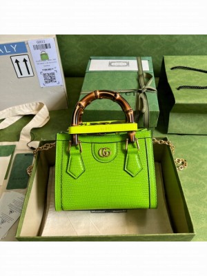 Gucci Diana lizard mini bag 675800 Fluorescent green