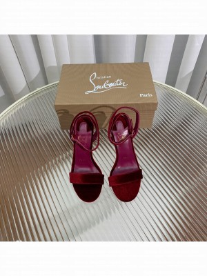 CHRISTIAN LOUBOUTIN Lipqueen 100 Velvet Sandal Burgundy