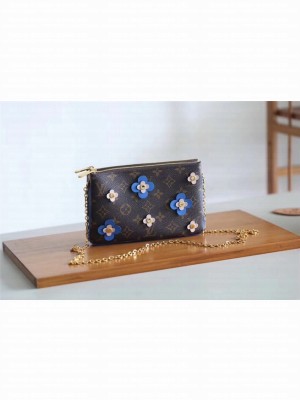 Louis Vuitton Original POCHETTE DOUBLE ZIP M63905 blue