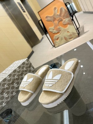 Adidas x Gucci women's platform GG cotton sponge sandal 2022 Collection 07