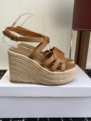 Dior D-Club Wedge Sandal Camel Calfskin