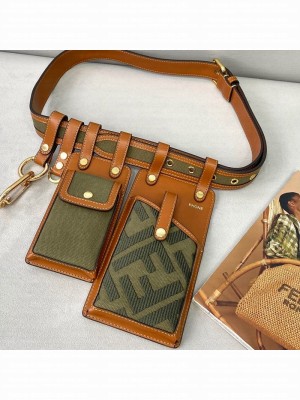 Fendi FF Denim Multi-accessory Pocket Belt Bag Green  2021 Collection