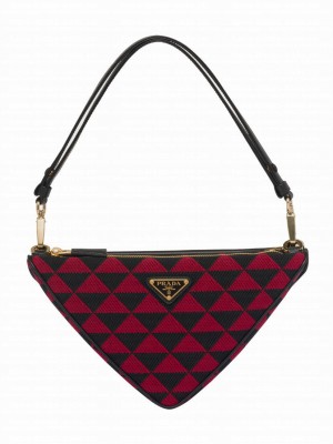 Prada Symbole Leather And Fabric Mini Bag 1BC176 Red