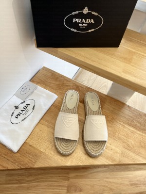 Prada Fabric espadrille slides Beige