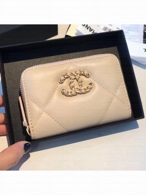 Chanel 19 Goatskin Zipped Coin Purse AP0949 Apricot 2019 Collection