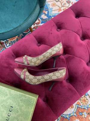 Gucci Women's GG Canvas Calfskin 65mm Pumps Red 2021 Collection