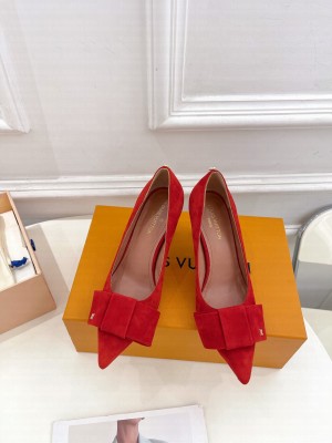 Louis Vuitton Blossom Pumps with Bow 6/8cm in Suede Red 2023