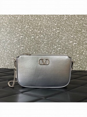 VALENTINO Mini VLOGO SIGNATURE calfskin bag MZ079 silver