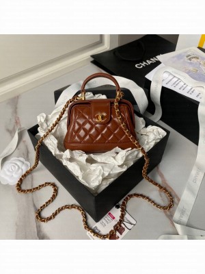 CHANEL 24A MINI BAG WITH TOP HANDLE AS4109 brown