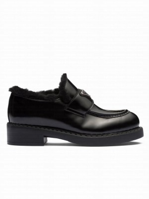 Prada Women's Brushed Leather Loafers 1D246M Black