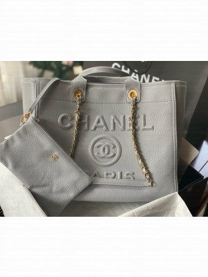 CHANEL Large Tote A66941 light gray