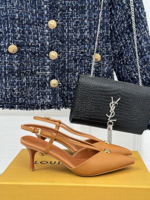 Louis Vuitton 1ACLE0 Stellar 6.5cm Leather Slingback Pump Brown