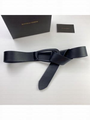 Bottega Veneta Calfskin Belt 4cm All Black  2021 Collection