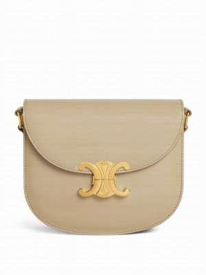 Celine Teen Besace Triomphe In Shiny Calfskin Apricot