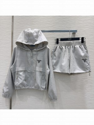 Prada Jacket and Shorts Set Light Grey 2025
