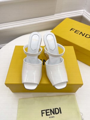 FENDI FIRST 85mm White Patent leather high-heeled sandals 2022 Collection