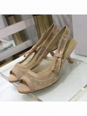 Dior J'Adior Slingback Pumps 6.5cm in Nude Potted Mesh Spring/Summer 2021 Collection