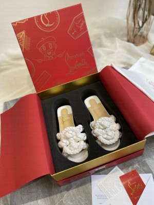 Christian Louboutin Studded Beige Flat slippers 2021 Collection
