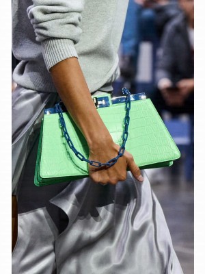 Fendi Peekaboo Cut Medium Alligator pattern bag 8BN340 GREEN
