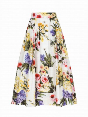Dolce & Gabbana Women's Giardino Printed Cotton Umbrella Skirt Polychrome
