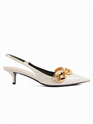 Gucci Women's Slingback With Marina Chain 794372 White