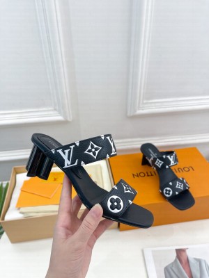 Louis Vuitton Silhouette 5.5cm in Monogram Leather Black Slide Mule 2023 