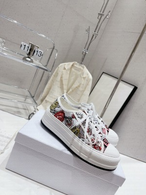 Dior Walk'n'Dior Low-top Platform Embroidered Cotton Sneakers 2023 09
