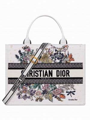 Christian Dior Lucky Medium Dior Book Tote White
