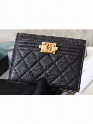 Chanel Caviar Leather Boy Card Holder A84431 Black