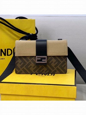 Fendi Men's Baguette Pouch Mini Bag Beige Canvas  2021 Collection