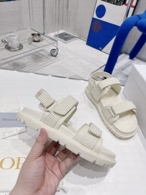 Christian Dior DiorAct Sandal Flat White Lambskin and Technical Fabric with Silver-Tone Strass 2022 Collection