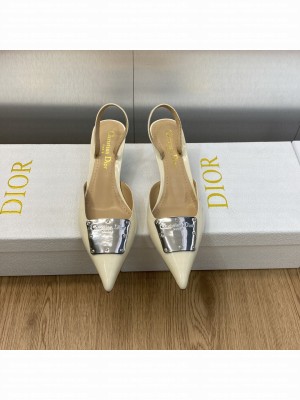 LA PARISIENNE DIOR SLINGBACK PUMP Cream Patent Calfskin