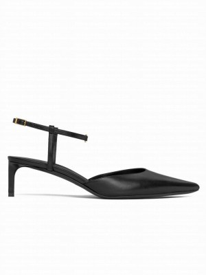 Celine Women's Kitten With Strap Triomphe In Calfskin Gold Finishing Black