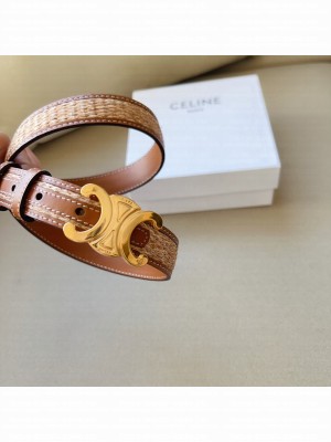 Celine Triomphe Width 2.5cm Belt With Brass Buckle 016