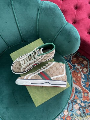 Gucci Unisex Tennis 1977 GG Multicolor high-top Canvas Sneaker 2021 Collection