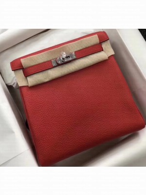 Hermes Kelly 22 Ado Backpack Bag In Original Togo Leather Red