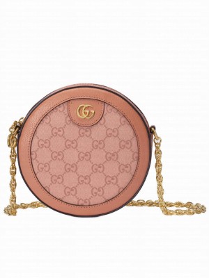 Gucci Ophidia GG Mini Round Shoulder Bag 550618 Pink