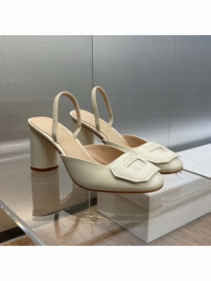 Dior Day Slingback in Patent Leather with Silver Heel 8.5cm Cream 2023