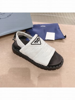 Padded Padded nylon Embossed rubber logo white sandals