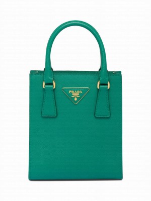 Prada Saffiano Leather Handbag 1BA358 Green