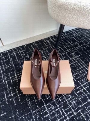 Miu Miu 5cm Calfskin Mary Jane Pump Burgundy