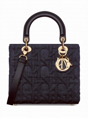 Christian Dior Medium Lady Dior Bag Dark Blue