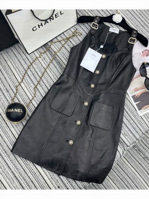 Chanel Women's Leather Dress Black
