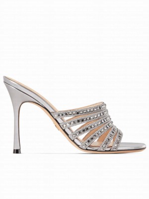 Christian Dior Women's Dior Gem Heeled Slide Silver Gray