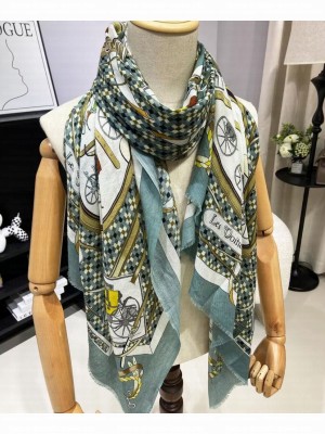 Hermes Women's Les Voitures Nouvelles Scarf Gray
