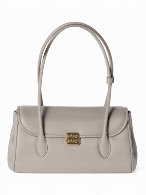 Miumiu Leather Shoulder Bag Gray
